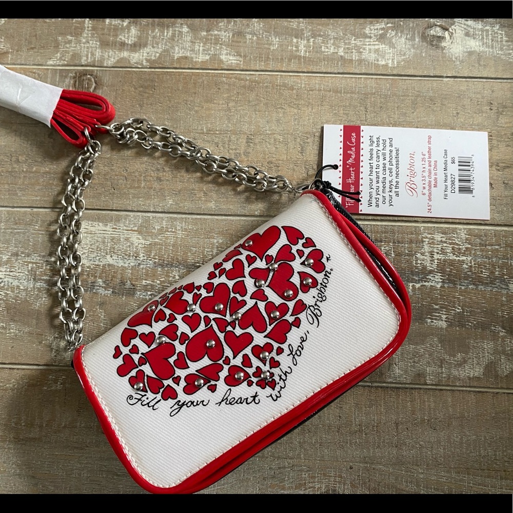 Red and White Heart Patterned Women's Bag